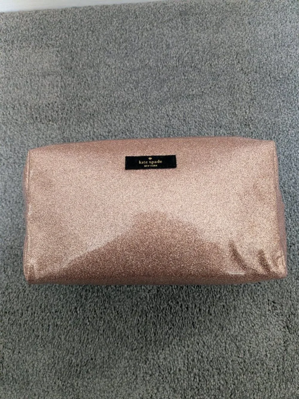 Kate Spade Terrace Street Large Davie Cosmetic Bag Rose Gold Glitter